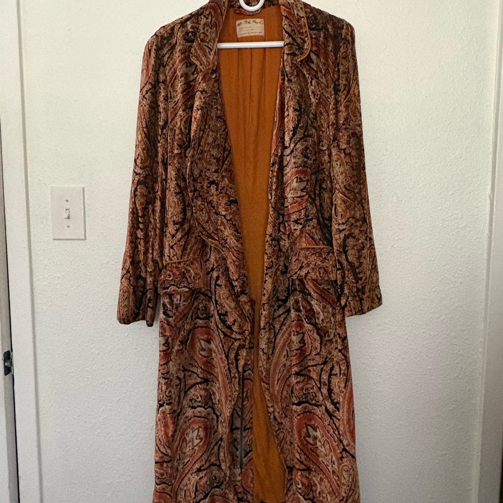 Free people black & gold velvet duster